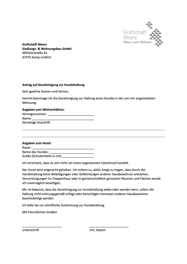 Download: Antrag auf Hundehaltung.